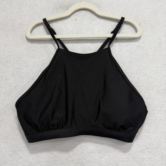 prAna Sports Bra Womens Small Black High Neck Cross Back Adjustable Straps Yoga - Picture 1 of 6